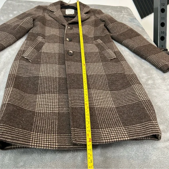 Abercrombie & Fitch The A&F Dad Coat Plaid Brown Long Overcoat Women's XXSP - Picture 14 of 16